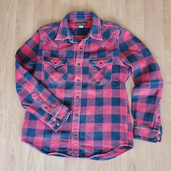 ❗🅂🄾🄻🄳❗Iron Heart IHSH-232 Ultra Heavy Flannel West Shirt Size L - Picture 2 of 11